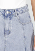 Lichtblauwe Denim A-Lijn Rok met Hoge Taille