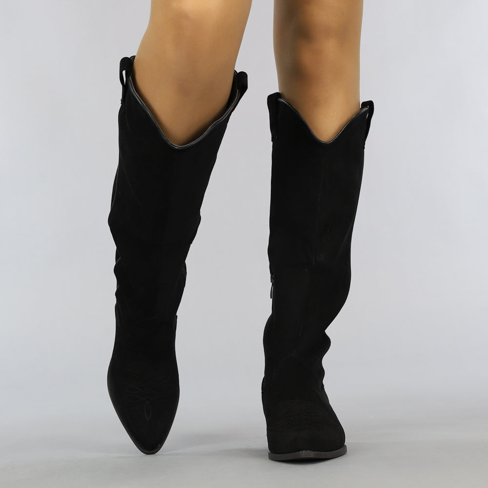 Zwarte Suède-Look Cowboylaarzen