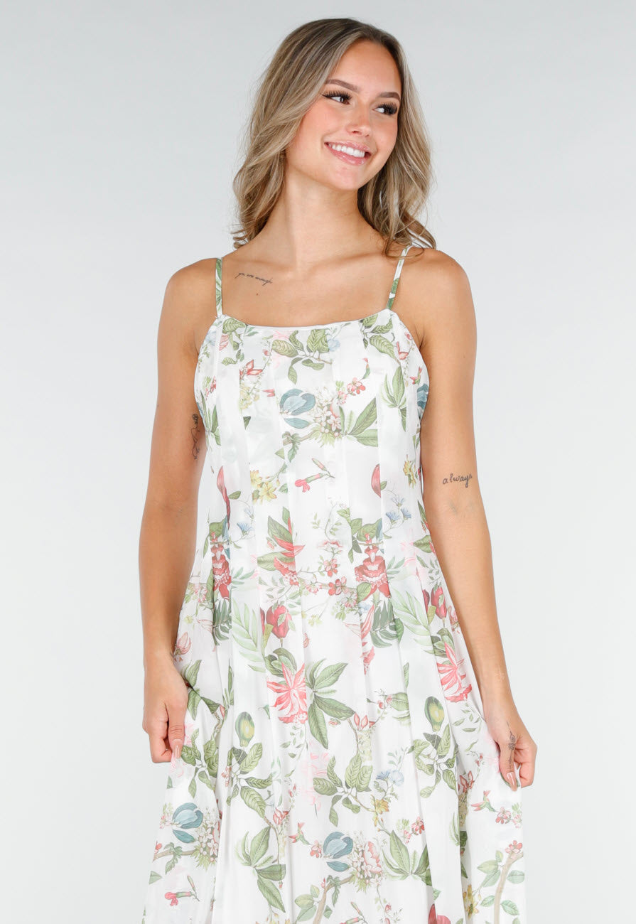 Lange Maxi Jurk met Bloemenprint en Spaghetti Bandjes