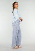 Lichtblauw Oversized T-Shirt met Korte Mouwen en Backprint