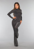 Zilveren Elastische Tall Flared Broek