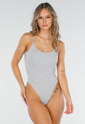 Grijze Bodysuit met Spaghetti Bandjes en Pads