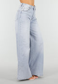 Lichtblauwe Extra Wide Leg Jeans met High Waist en Stretch