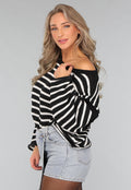 Zwarte Gestreepte Oversized Trui