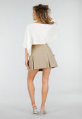 Beige Cargo Skort met Plooien en Onderbroekje