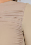 Khaki Padded Top met Mesh Details