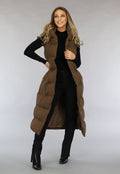 Bruine Lange Bodywarmer met Tailleband