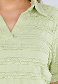 Lichtgroene Set met Kraagshirt en Gelaagde Rucheshort
