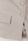 Beige Cropped fit  Blazer Look Top met Binnen Voering en Knoopsluiting