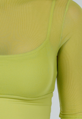 Olijfgroene Sportieve Mesh Top met Ingewerkte Pads