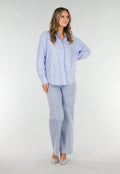 Blauw-Wit Gestreepte Blouse met Strass Steentjes