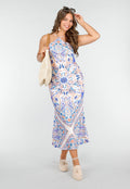 Beige Raffia Tote Tas met Bruine Lederlook Banden