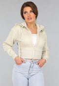 Kort Aansluitend Beige Vest met Rits
