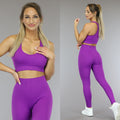 Paarse Rib Sport-bh met V-Hals