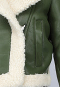 Donkergroene Cropped Lammy Coat