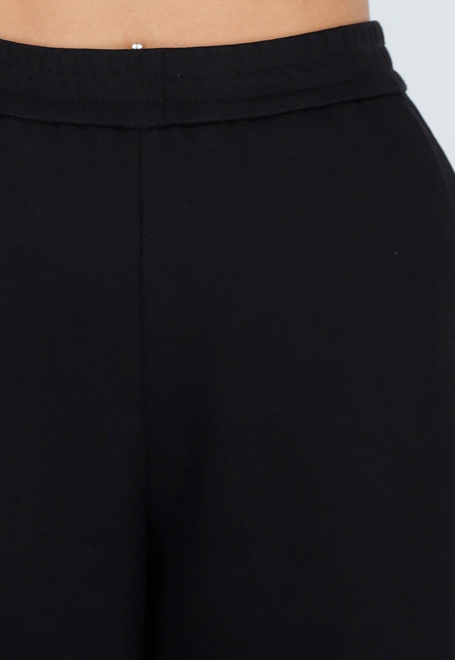 Zwarte Lounge Broek met Wijde Pijpen
