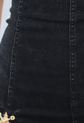 Zwarte Strapless Denim Playsuit met Kettingdetail