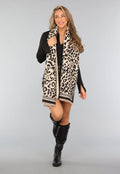 Panterprint Sjaal in Beige Kleur