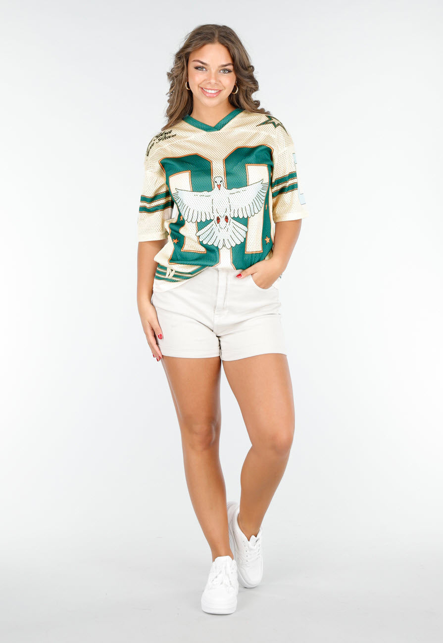 Oversized Baseball Jersey met Vogelprint