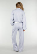 Lichtblauwe Wide Leg Joggingbroek met Elastische Taille en Stretch