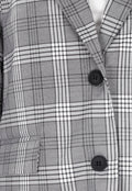 Grijze Geruite Blazer met Lange Mouwen en Knopen