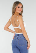 Witte Bodysuit met Spaghetti Bandjes en Pads