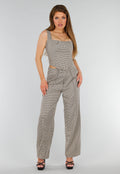 Tweedelige Geruite Stretch Set met Hoge Taille Broek en Korsettop met Baleinen