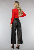Rode Ribstof Top met Korset Look en Sweetheart Halslijn