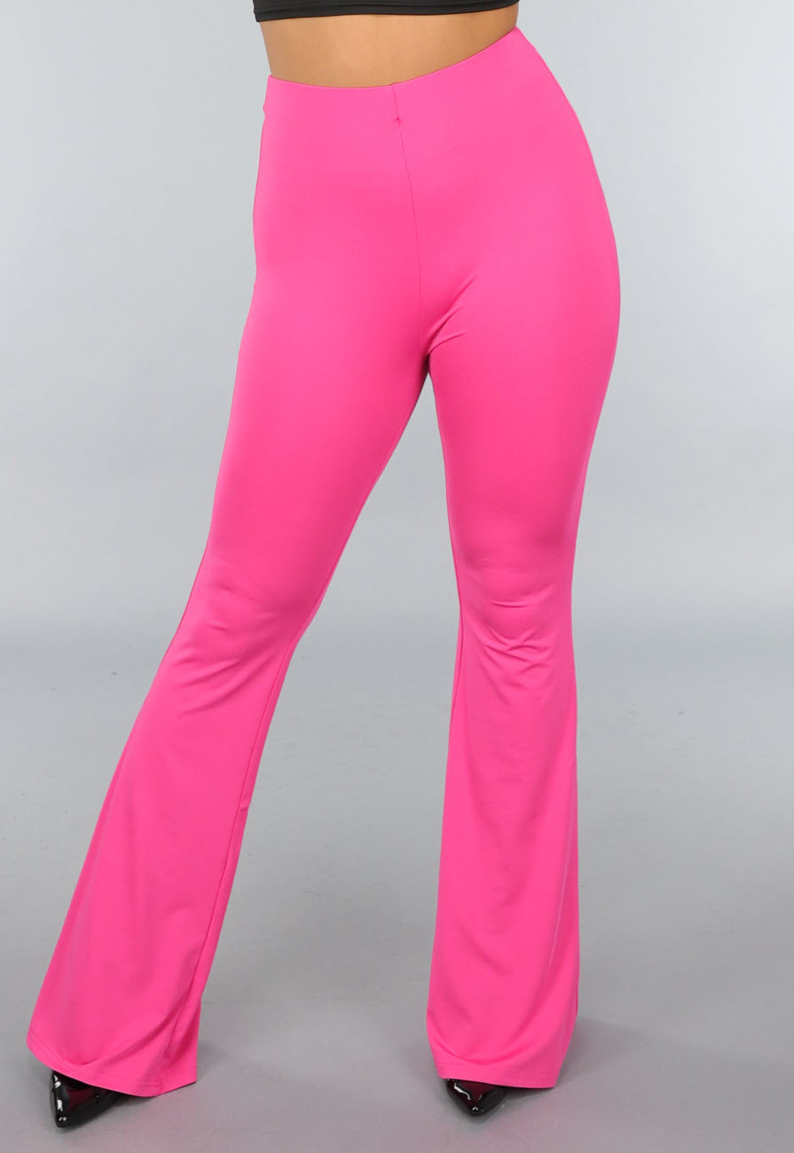 Tall Fuchsia Elastische Legging Broek met Wijde Pijpen