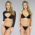 Zwarte Glamour Bikini Set met Ultra Cropped Cover Up Topje