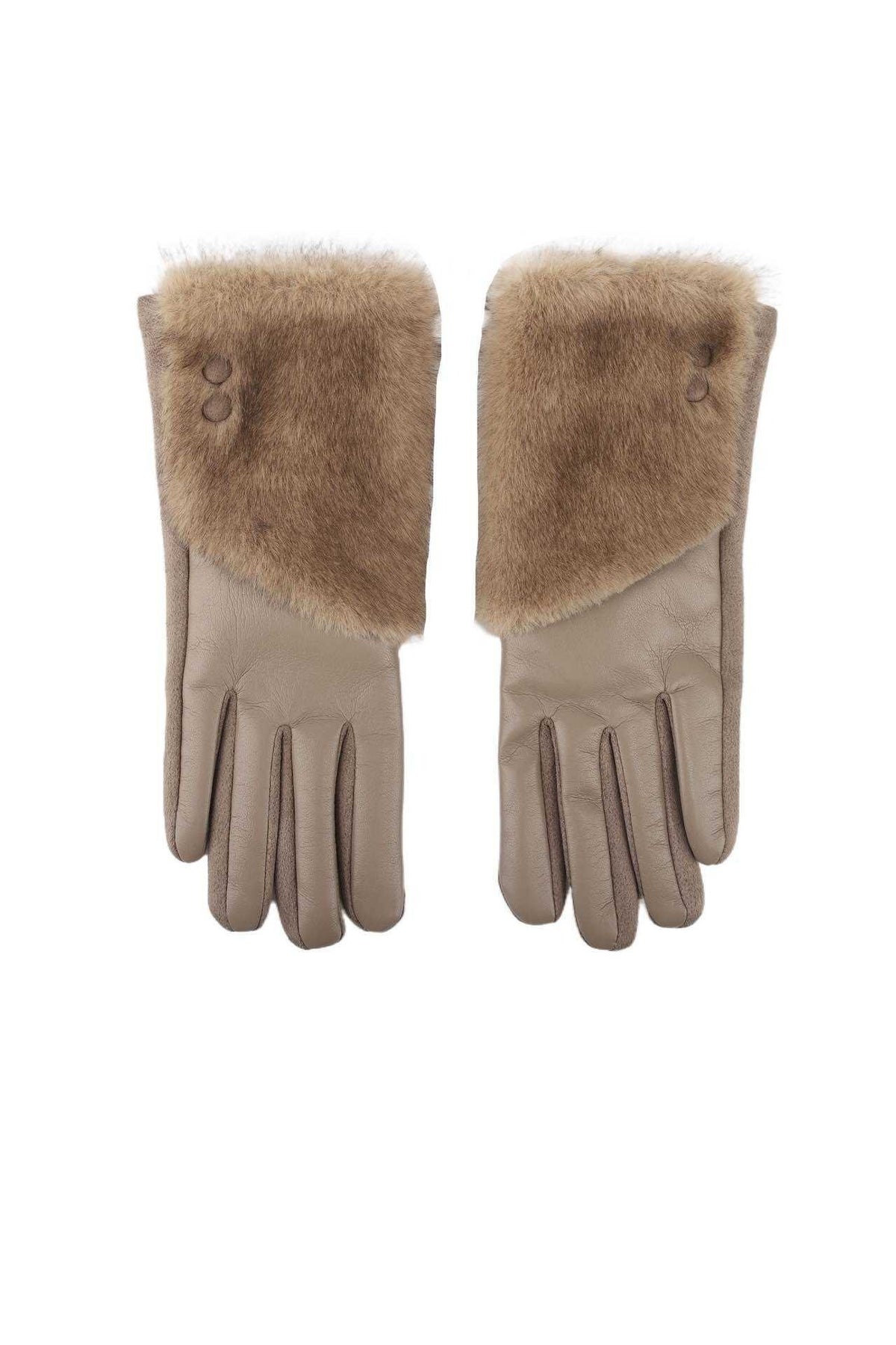 Leren Handschoenen met Faux Fur