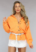 Oranje Denim Blouse met Zakken