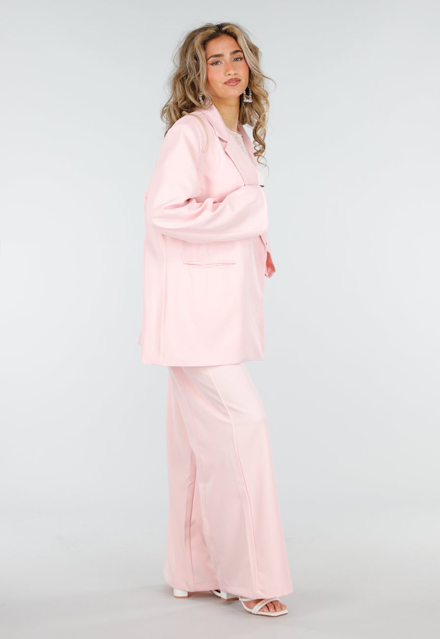 Lichtroze Oversized Asymmetrische Blazer