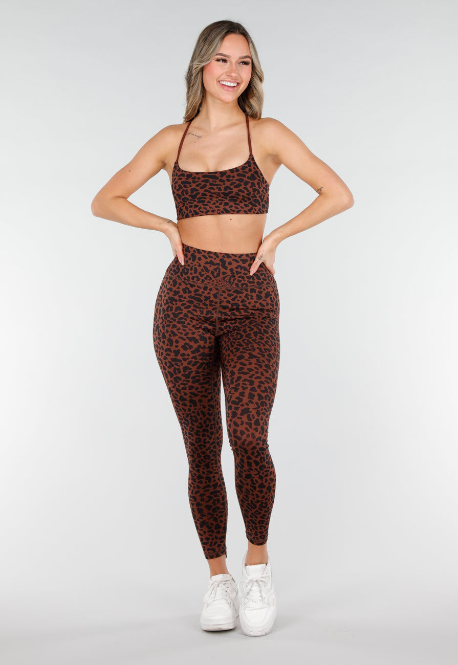 Bruine Sporttop met Leopardprint en Pads