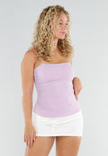 Lila Stretch Top met Pads en Spaghettibandjes