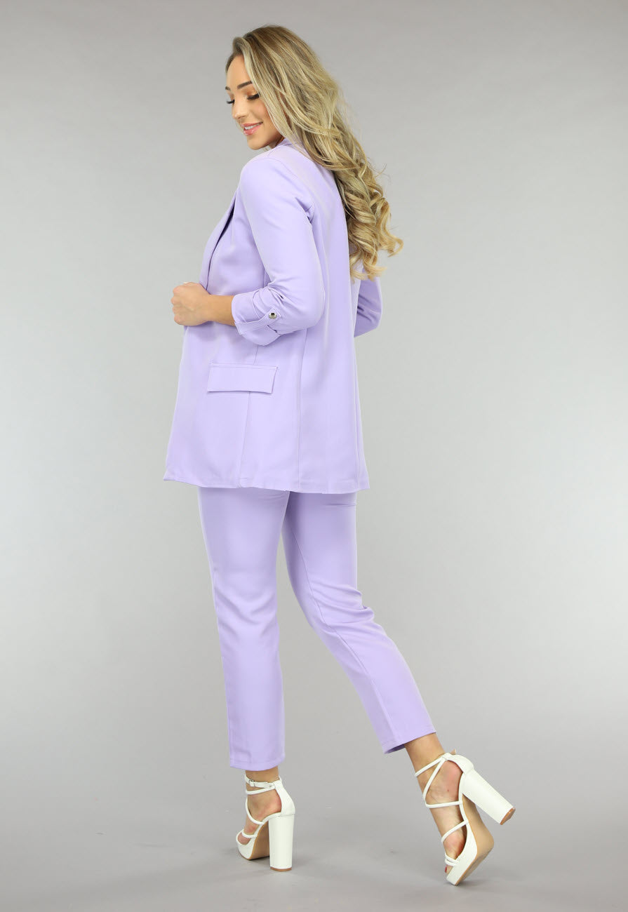 Classy Lila Tweedelige Blazer Set
