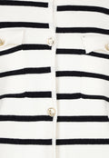 Wit Zwart Gestreept Vest met Gouden Knopen en Pockets