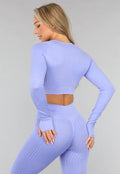 Lavendel Longsleeve Fitness Top met Print