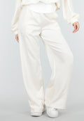 Beige Wide Leg Joggingbroek met Elastische Taille en Stretch