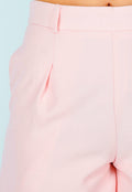 Lichtroze Linnenlook Short met Plooien en Rechte Pijpen