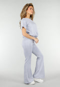 Lichtblauwe Joggingbroek met Flared Pijpen en Elastische Taille