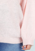 Roze One Shoulder Trui met Wijde Mouwen in Zachte Stof