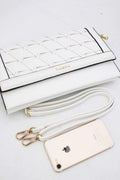 Witte Gevlochten Clutch van Imitatieleer met Afneembaar Schouderhengsel