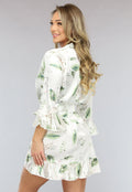 Satin Bloemen Kimono met Ruches