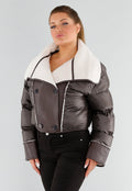 Donkerbruine Pufferjas met Witte Sherpa Kraag