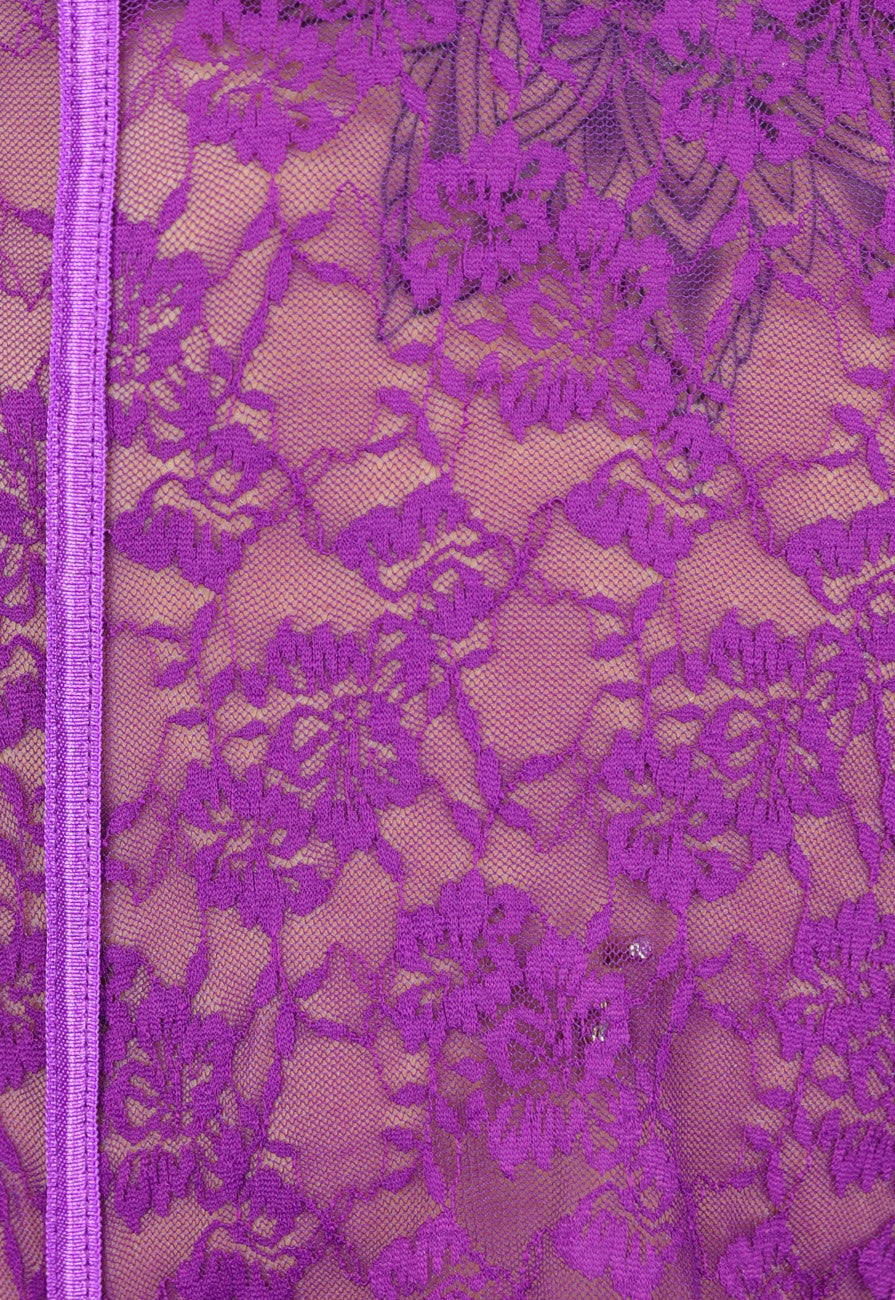 Paarse Kanten Ruffle Lingerie Set met Kousen
