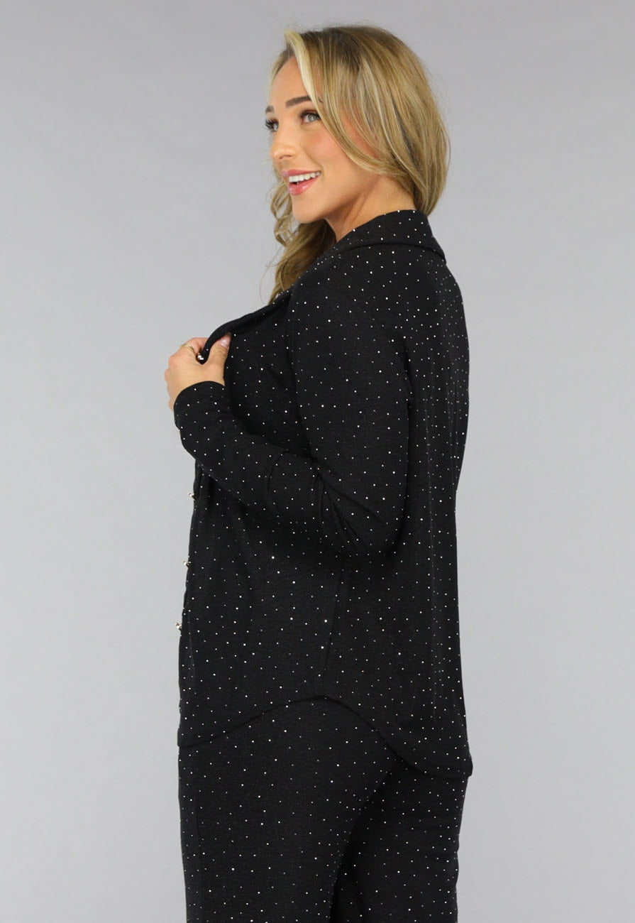 Zwarte Longsleeve Glitter Blouse