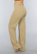 Khaki High Waist Stretch Pantalon