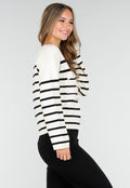 Wit Zwart Gestreept Vest met Gouden Knopen en Pockets
