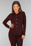 Rode Glitter Blouse met Zigzag Patroon